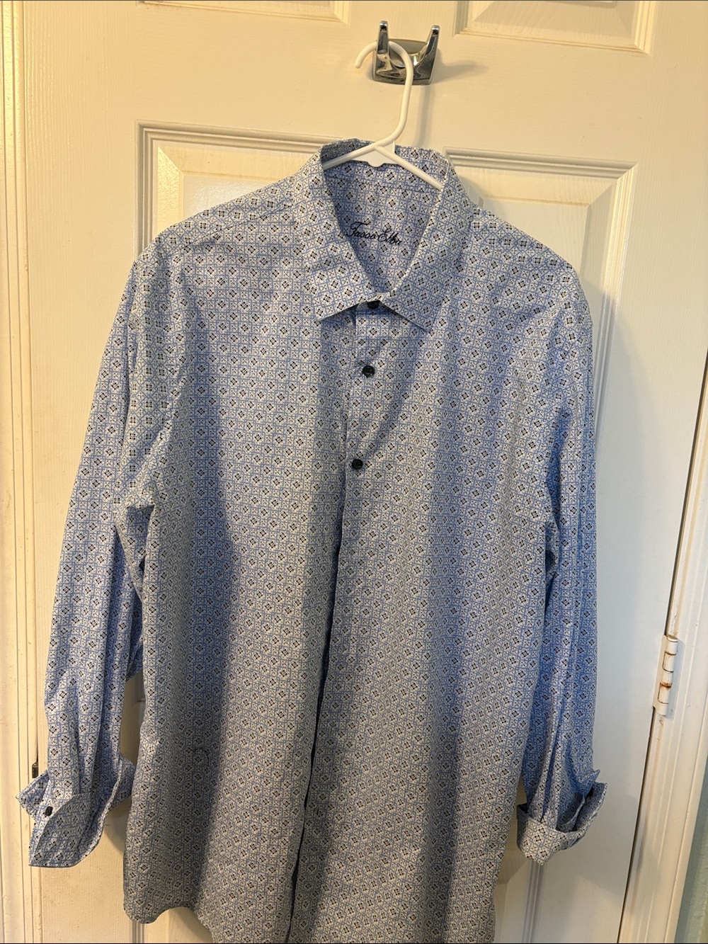 Tasso Elba Light Blue Micro-Print Dress Shirt